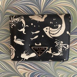 PRADA Saffiano Billfold Limited Edition Mermaid Print Wallet